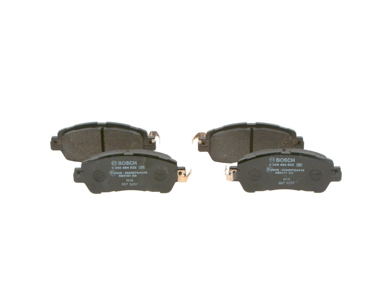 Bosch BP2006 - Pastiglie Freni Auto, Asse Anteriore - Qualità Bosch - Riduzione del Rumore e della Polvere - Certificazione ECE-R90 - Senza Rame - 1 Confezione da 4 Pastiglie | Compatibile con: MAZDA 2