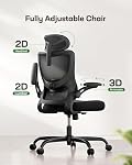 Marsail Ergonomic Office Chair, High Back Mesh with Lumbar Support | Breathable mesh back, adjustable lumbar support, 3D armrests and reclining design for customized comfort during long hours