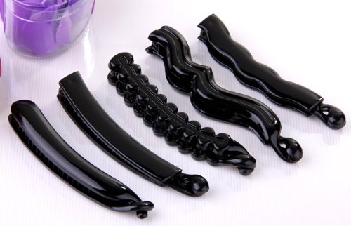 5 Mixed Plastic Black Banana Ponytail Holders Hair Clips Ponytail Clips 3.7-4.3"