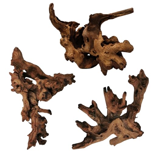 Image of Hamiledyi 3 Pcs Natural Driftwood for Aquarium 7-12 Inch Driftwood Branches Bearded Dragon Accessories Reptiles Aquarium Decoration Assorted Size Natural Habitat Decor Wood for Lizad