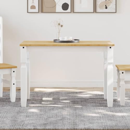 Table à manger Corona rustique et minimaliste en pin blanc