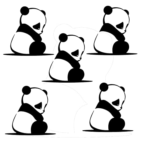 5PCS Autocollant de Voiture Drôle, MoreChioce 15cm x 14.5cm 3D Panda Autocollant de Voiture Personnalisé Sticker Simulation de Carrosserie Décoration Vinyle Sticker pour Voiture Moto Ordinateur,Noir