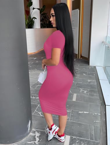 Image of Mrskoala Women's Casual Basic Pencil Dress Bodycon Summer Sexy Club Midi Dresses