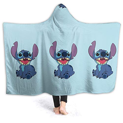 Fleece Hooded Blanket Lilo and Stitch Throw Blanket for Adults Men Women Girls Boys Kids