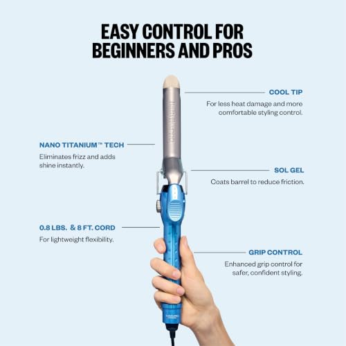 Image of BaBylissPRO Nano Titanium Spring Curling Iron, Professional Hair Wand, Tool for Stylists, Nano Titanium Technology for Tight Curls or Loose Waves