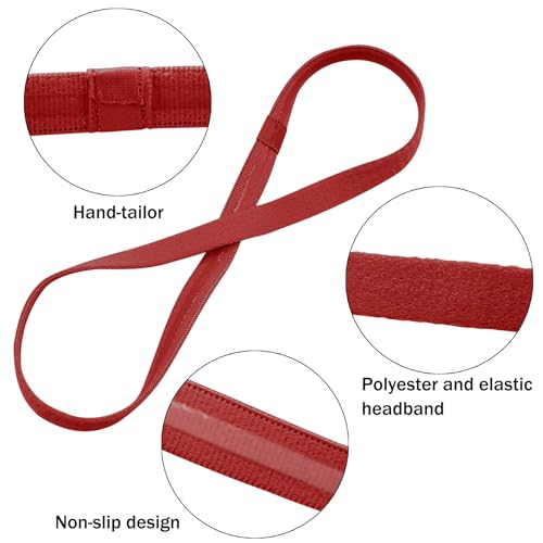 Image of Duufin 20 Pieces Elastic Sport Headbands for Women Men Girls Non Slip Workout Headband Colorful Thin Elastic Headbands, 13 Colors