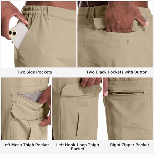 Image of Jessie Kidden Mens Cargo Shorts Expandable Waist Quick Dry Hiking Shorts