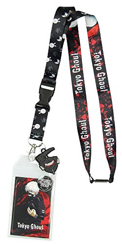 Tokyo Ghoul Ken Kaneki Lanyard ID Holder with Mask Rubber Charm and Collectible Sticker