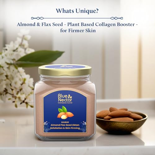 Blue Nectar Almond Ubtan Powder Face Pack for Anti-Aging & Firming | Natural Exfoliator for Face with Multani Mitti Powder (115g, 12 Herbs)