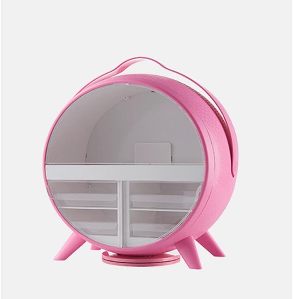 Makeup Organizer Multi-layer Storage Waterproof Skin Care Cosmetics Jewelry Storage Box Storage Bag 360 Degree Rotating Rack Cosmetic Display Case(Pink)
