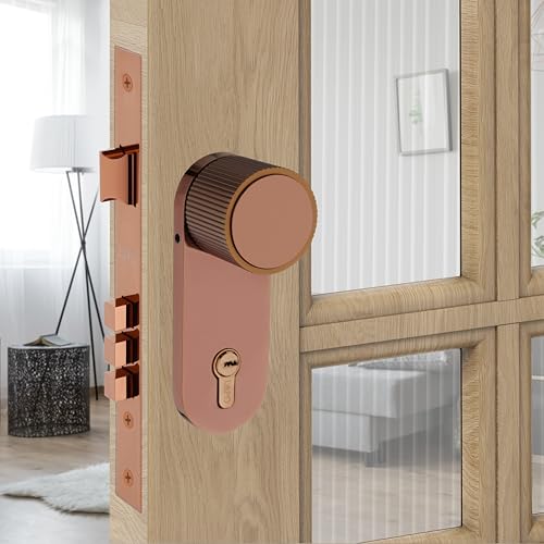 Image of LAPO Mortise Door Lock for Home, 60x85 Lock Body, Works with 30-50mm Door, 70mm Cylinder, 3 Brass Keys, Left-Right Door Compatibility, Reversible Door Fit, Rose Gold Finish, 3 Years Warranty - 317