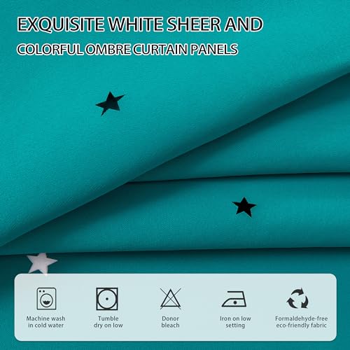Image of XiDi Black Out Curtains for Girls Bedroom Decor, Unicorn Curtains for Kids Room, Blackout Curtains for Living Room 72 inchs Long 34 inches Wide 2 Panel Teal