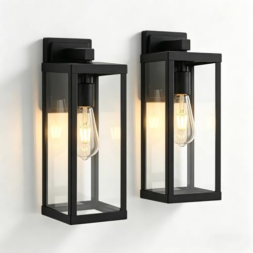 Image of Black Outside Lights for House 15 inch H Outdoor Wall Sconce Waterproof Large Exterior Light Fixtures for Garage, Doorway, Porch, Patio, 2 Pack
