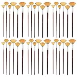 COMNICO 42 Pcs Fan Paint Brushes, Professional Artist Painting Brush Set Soft Nylon Hair Brush Long Wooden...