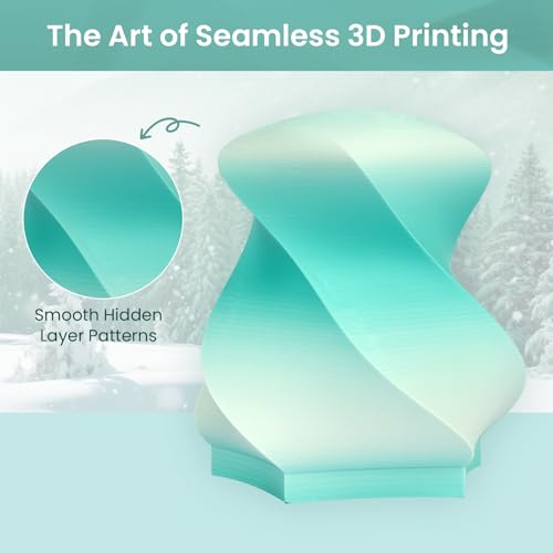 Image of ERYONE Matte Gradient Rainbow 3D Printer PLA Filament 1.75 + /- 0.03mm, HS Matte Multicolor High Speed Filament PLA 1KG(2.2LBS) Spool, Snowfield(MintGreen White)