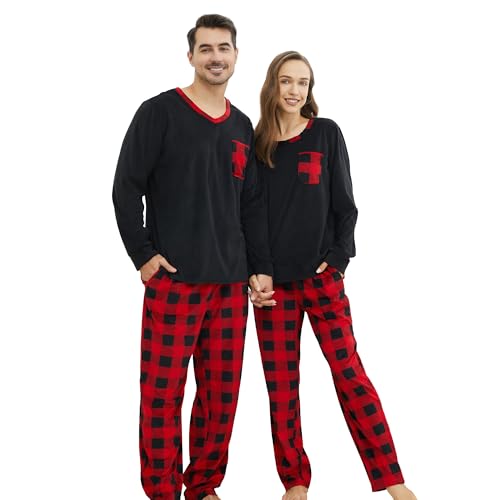 PJGGZ Matching Pajamas for Couples, Mens and Womens Buffalo Plaid Pajamas Set Long Sleeve...