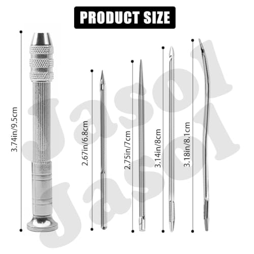 Image of Jasol Leather Sewing Awl Kit with 5 Needles, 1mm Waxed Thread (3 Colors), Heavy Duty Awl for Leather, Canvas, Shoe Repair, DIY Craft, Upholstery Stitching Tool
