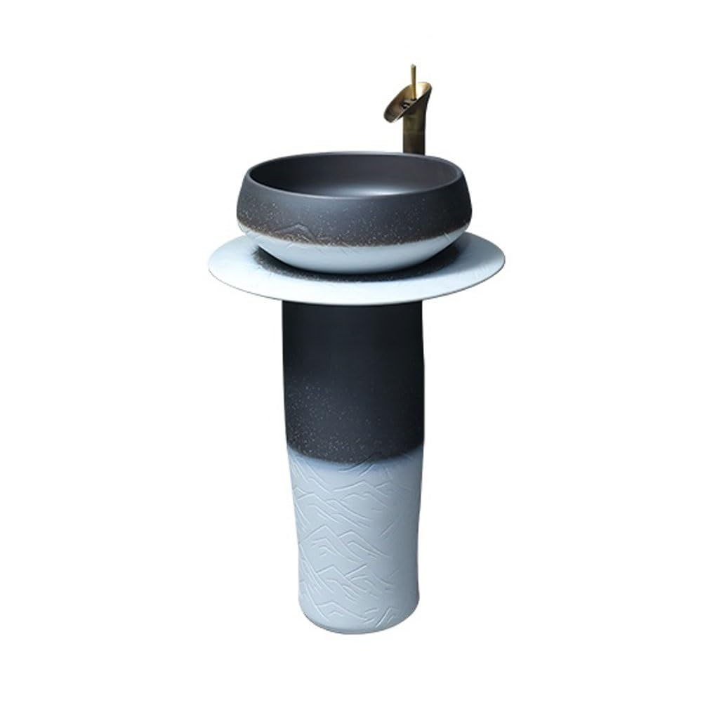 Bathroom Sink Modern Household Ceramic Column Washbasin Balcony Courtyard Floor-Standing Washbasin Bathroom Vanity