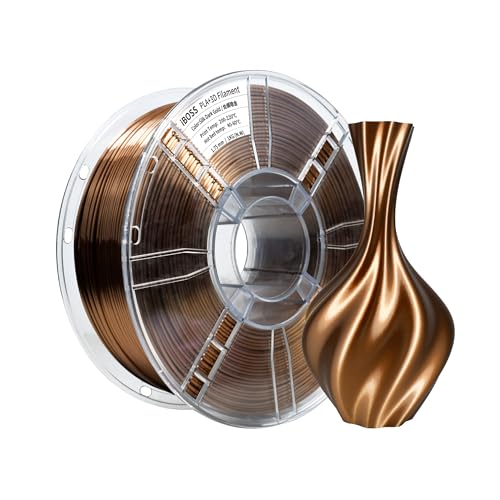 iBOSS PLA+Silk Filament Bronze, Shiny Metallic Silk 3D Filament, 1.75 mm, Robust PLA Pro 3D Printer Filament, 1 kg (2.2 