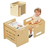 Montessori Weaning Table and Chair Set, Wooden Weaning Toddler Kids Table with Hook for Toddlers, Montessori Furniture for Reading, Snacks, Play, Learning & Activity Time Kids Toddler Desk