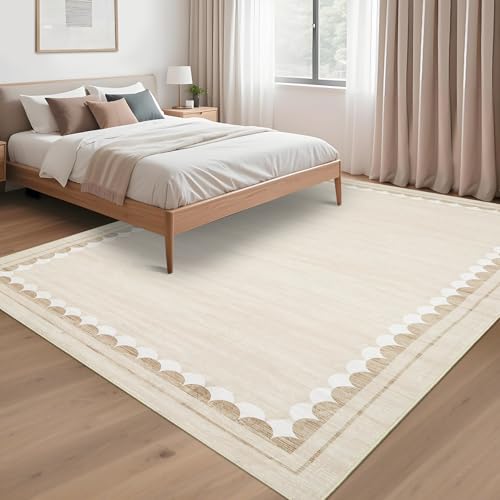 Tapete decorativo rectangular beige 8x10 pies miniatura 2