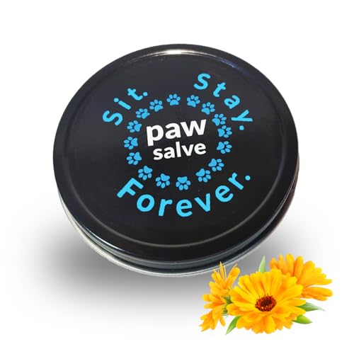 Sit Stay Forever Organic Paw Salve for Dogs & Cats, 2 oz. tin, All Season Paw Protection, Healing, Moisturizing and Repairing Paw Health, for Cracked, Dried, Injured Feet and Noses.