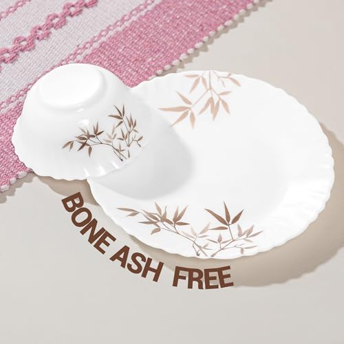 Image of Treo by Milton Opalware Aurelia Arashi Dinner Set of 18 | Serving for 6 | Microwave & Dishwasher Safe | Bone-Ash Free | Tempered Toughness | Plates & Bowls | Crockery Set for Dining & Gifting