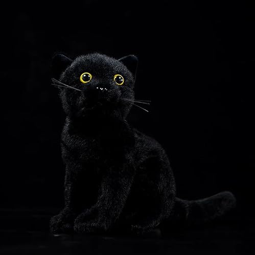 FIASHCN Cute Cows Cat Plush Toys Lifelike Collection Model Doll Soft Stuffed Lovely Animals Dolls Home Ornament Kids Gift 23cm Black