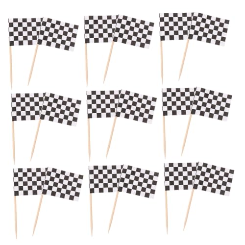 iplusmile 360 piezas Mini Banderas Cuadros de Carreras con Palillos de Madera Decoración para Tartas y Cupcakes Fiestas Temáticas de Cumpleaños y Eventos de Carreras Paquete de Unidades