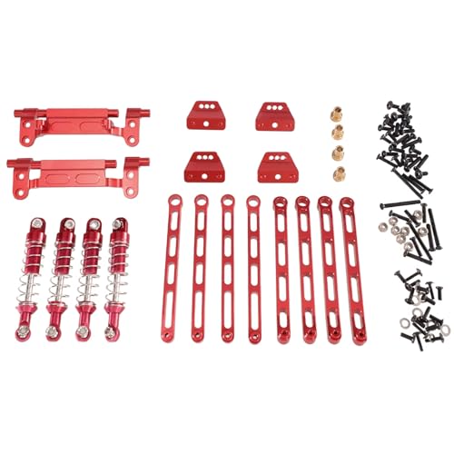 RCショックアブソーバーセット For MN For MN168 For MN78 Model 1/12 RCカー用 メタル アップグレード外部スプリングショックアブソーバー固定ロッドパーツアクセサリー(Red)