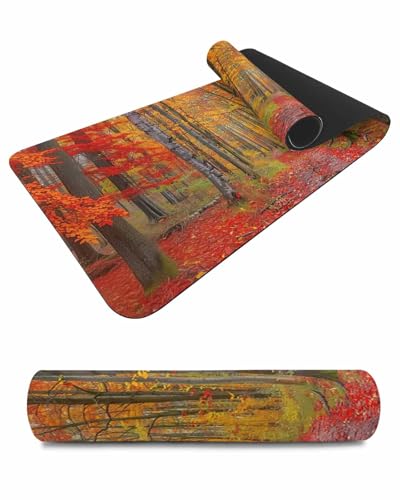 Debedcor Heat Proof Table Pads Waterproof Decorative, Fall Forest Non-Slip Table Countertop Protector, Autumn Farmhouse Fallen Leaves Insulation Mat for Kitchen Room, 40 x 12 Inches