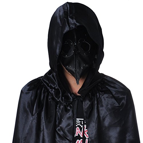 Plague Doctor Mask Birds Long Nose Beak Faux Leather Steampunk Halloween Costume Props Black #TOP3