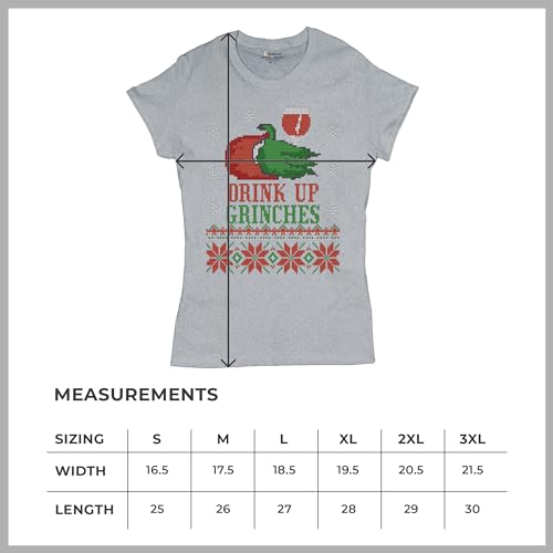 Camiseta feminina Drink Up Grinches Ugly Sweater Christmas Party Drinking, Cinza, GG