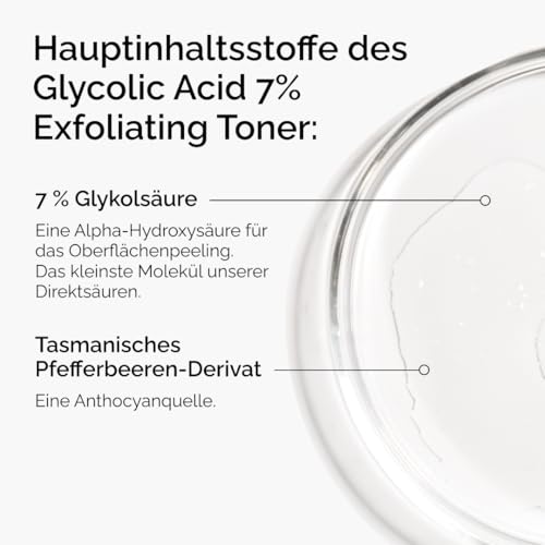 The Ordinary Glycolic Acid 7% Exfoliating Toner, Aufhellender und glättender täglicher Toner für einen gleichmäßigeren Hautton, 240ml