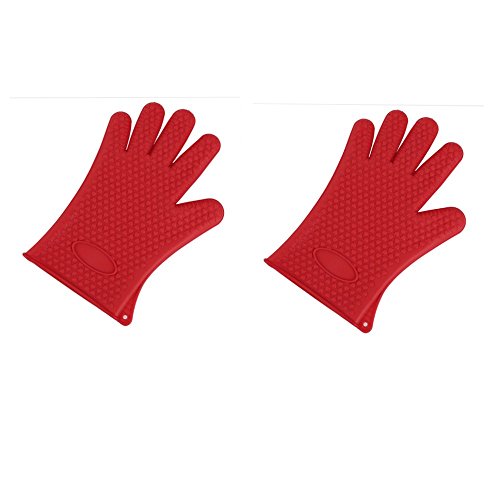 Ofenhandschuhe, Silikon Hitzebeständige Grillhandschuhe BBQ Handschuhe zum Kochen, Backen, Barbecue Isolation Pads, 1 Paar Cover