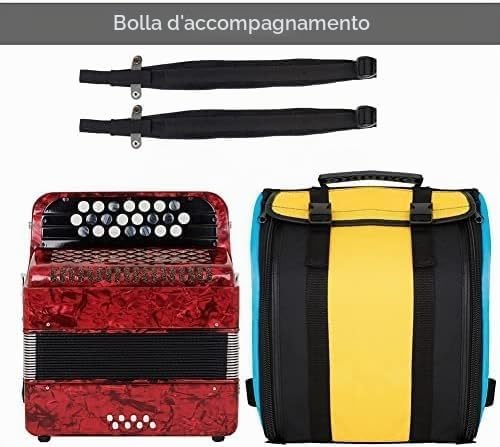 Fisarmonica in legno massello, 22 tasti, 8 bassi, fisarmonica per principianti e professionisti, colore: rosso