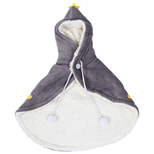 Camisola com manto de lã e quente para gatos de estimação (estrela cinza com cordão código S)