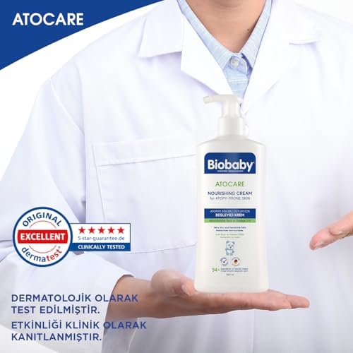 Biobaby Atocare Bebek Kremi – Çok Kuru ve Atopiye Eğilimli Ciltler İçin – 500 ml Pompalı Şişe – Prebiyotik & Postbiyotik İçerikli Nemlendirici Bakım Kremi - Görsel 4