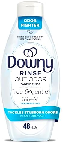 Downy Rinse & Refresh Free & Gentle Laundry Odor Remover and Fabric Softener, Fragrance Free, 48 fl oz, No Dyes or Heavy Perfumes