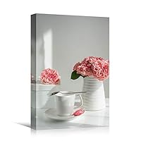 Canvas Wall Art Cup Arrangement Coffee Drinks Farmhouse/Country Kitchen Multicolor Photography Relax/Calm - 12x18 inches