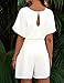 Vetinee Womens Beige Summer Casual Belted Romper Keyhole Back Short Sleeve Jumpsuit Playsuit Small Size 0 Size 2