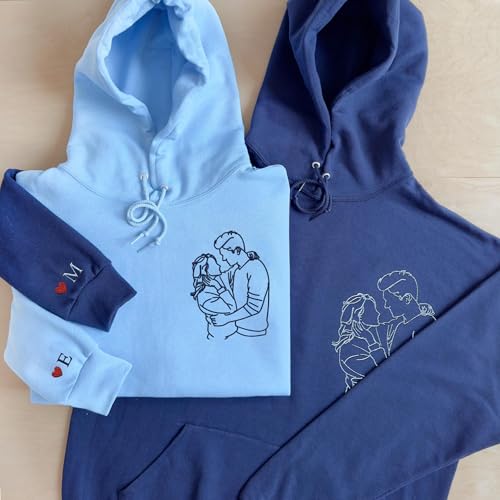 Custom Embroidered Hoodie For Couples Sweatshirts For Him And Her Cool Anniversary Gifts For Couples Customized Embroidery Hoodie With Picture Design Your Own Couple Sweatshirts Gifts For Bf Gf3