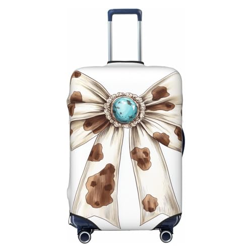 Cow-Print Ribbon Bow Vintage Elastic Travel Luggage Covers Dustproof Scratch-Resistant Suitcase Protector Fit 22-24 Inch