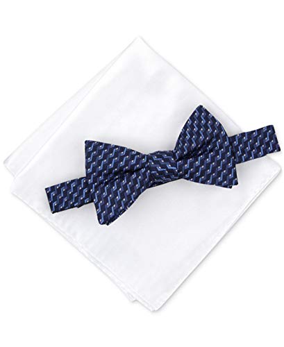 Set de corbata de moño y pañuelo Alfani para hombre azul marino