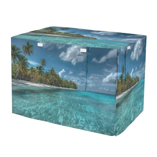 Tropical Beach - Cubiertas de malla para jaulas para perros, cubierta de jaula para mascotas con aberturas, grande