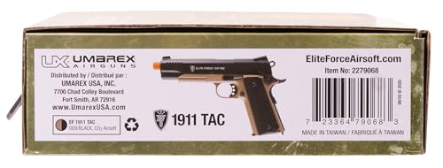 Elite Force 1911 Blowback 6mm BB Pistol Airsoft Gun, FDE/Black, 1911 TAC