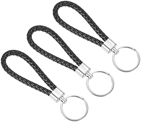 PATIKIL Braided Leather Keychain, Key Ring Woven Decoration Lanyard Strap for Bag Wallet