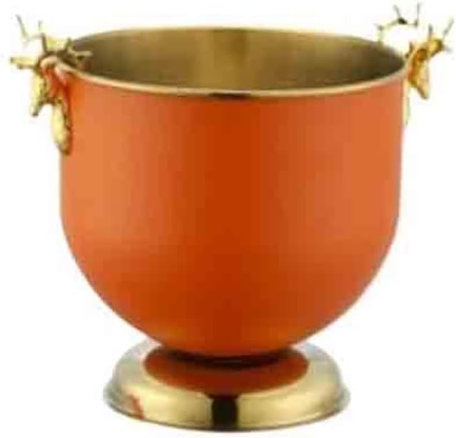 Ice Bucket Bar Ice Pellet Bucket Put Ice Bucket Champagne Bucket Drink Chilling Bucket Stainless Steel Ice Bucket Ice Container(Orange)