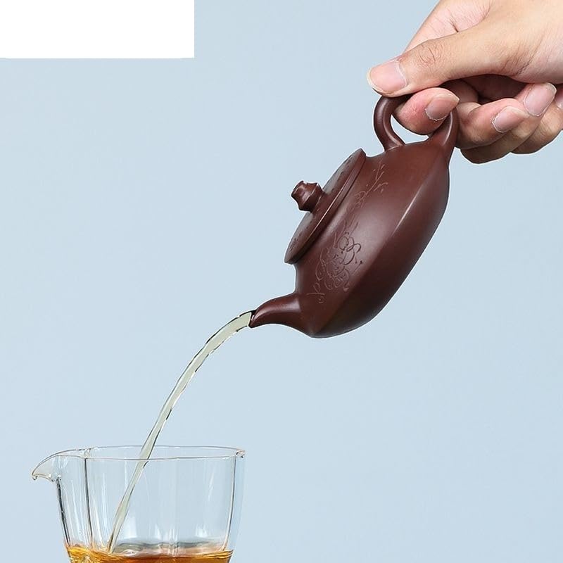 Czajnik do herbaty 210 ml Fioletowy gliniany czajnik, ręcznie robiony czajnik, surowa ruda, fioletowy gliniany czajnik do zaparzania herbaty, chiński zestaw do herbaty Zisha, naczynia do picia, sypk
