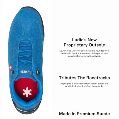 Image of LUDIC Motorsport Men's Sneaker | Premium Suede Low-Profile Driving Shoe | Racetrack Engraved Outsole